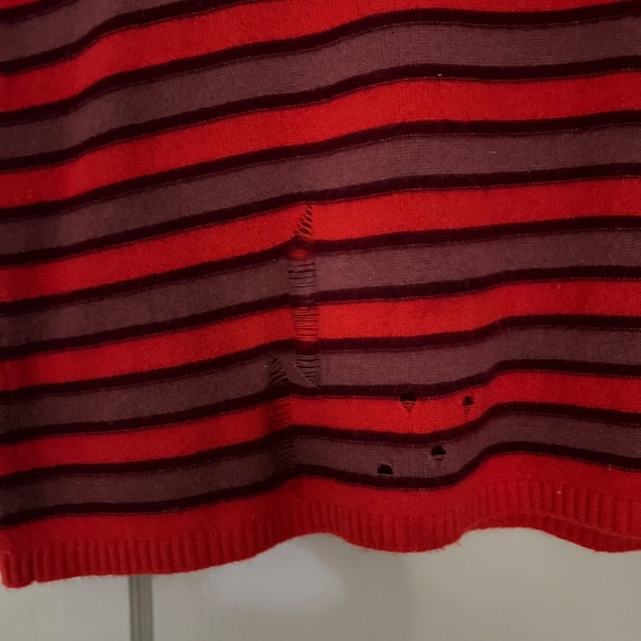 Raquel Allegra Distressed Striped Sleeveless Cashmere Sweater, Vest, T-shirt - Picture 6 of 6